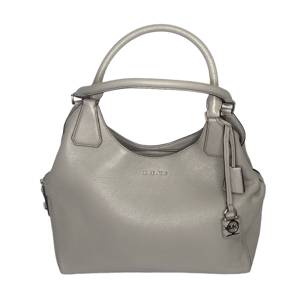 Michael Kors Camille Pearl Grey Leather Shoulder Handbag